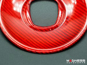 FIAT 500 Steering Wheel Trim - Carbon Fiber - Airbag Center - Large Outer Cover - Red Pearl Finish